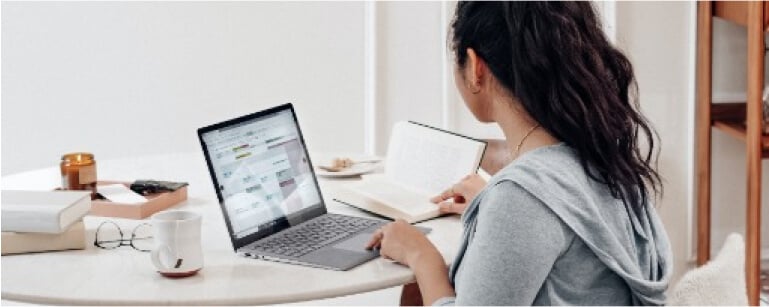 women on computer searching